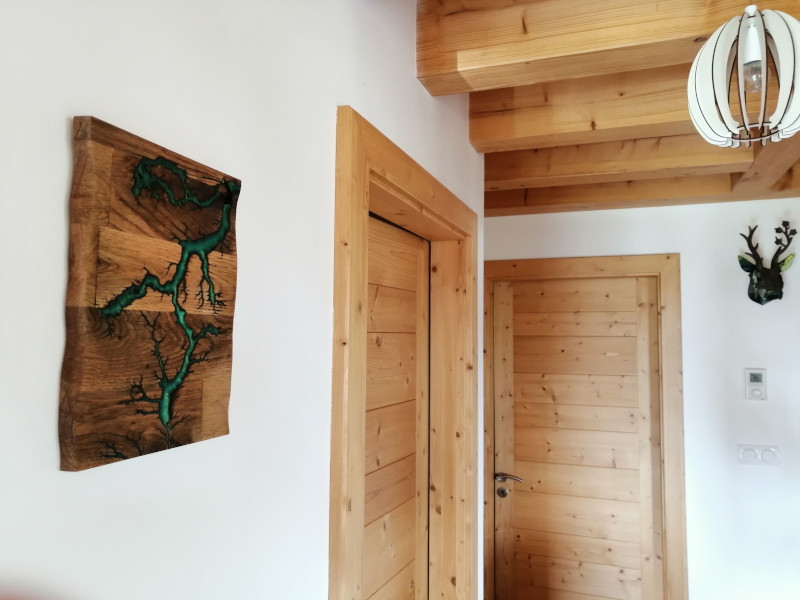 Cadre mural en bois tableau resine art