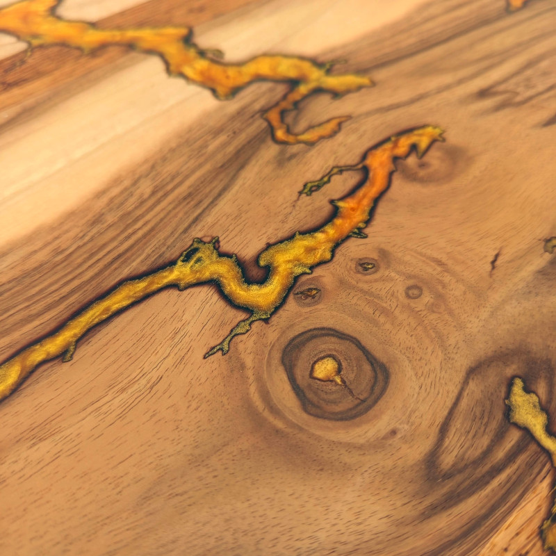 Mange Debout en Noyer et résine Or (12) Mange Debout en Noyer et résine Or