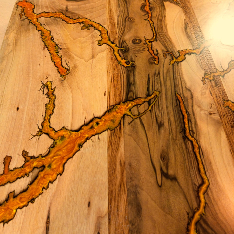 Mange Debout en Noyer et résine Or (8) Mange Debout en Noyer et résine Or